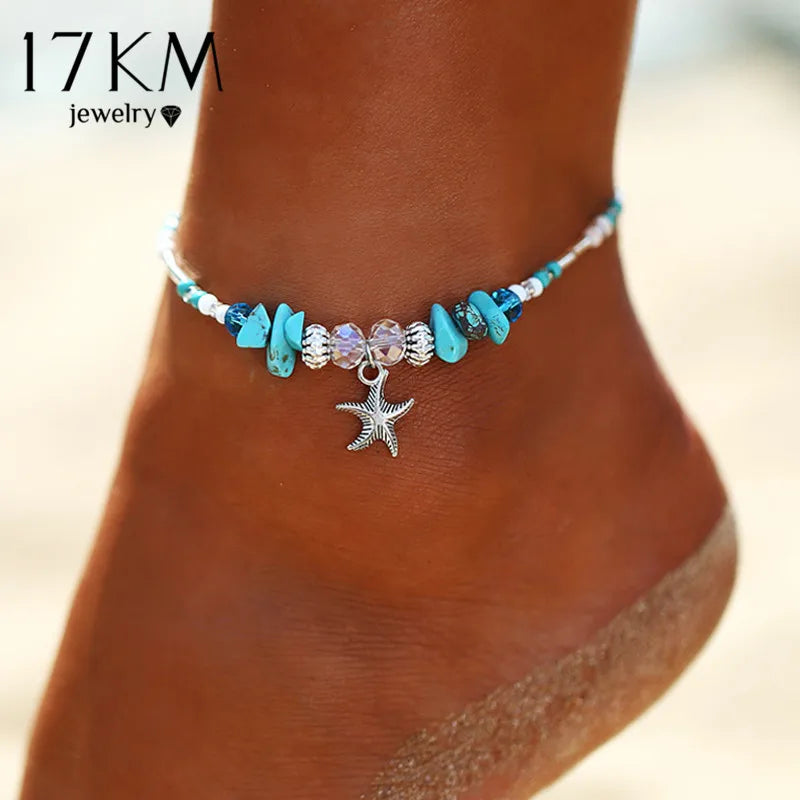 Bohemian Gold Siilver Color Butterfly Anklets For Women Fashion Beads Anklet Summer Beach Ankle Bracelet Foot Chain Jewelry