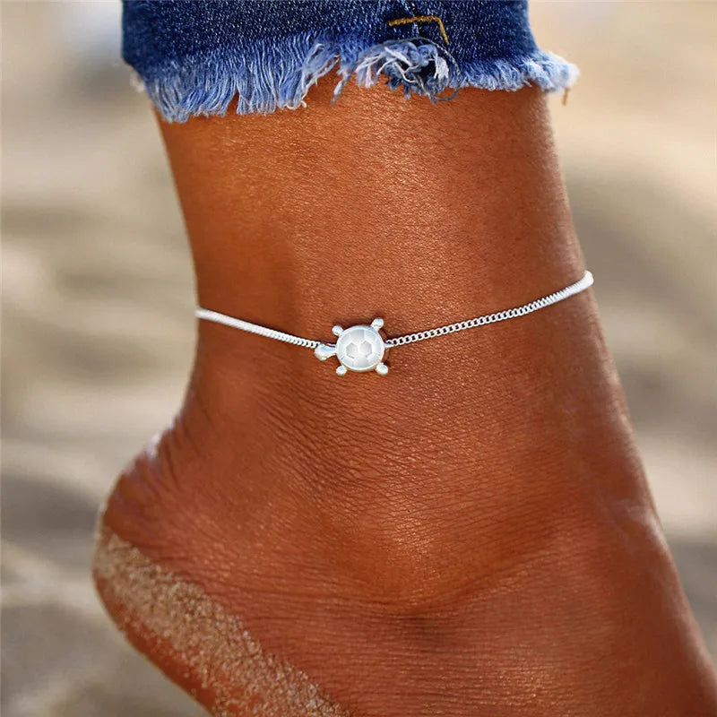 Bohemian Gold Siilver Color Butterfly Anklets For Women Fashion Beads Anklet Summer Beach Ankle Bracelet Foot Chain Jewelry