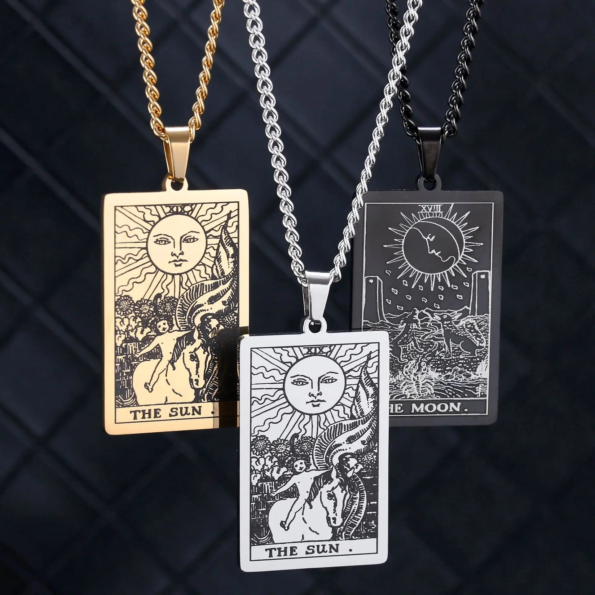 Chain Necklace Stainless Steel 22 Tarot Cards Necklace  Personality Pendant Neck Jewelry for Men/Woman Newest Design Wholesale
