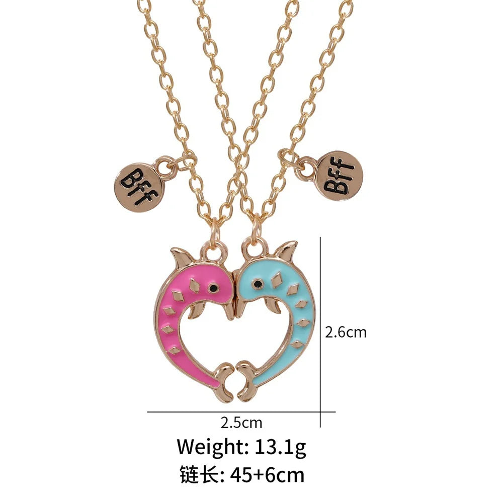 2pcs/Set Heart BFF Necklace for Women Adjustable Chain Magnet DIY Heart Butterfly Friendship Collar Best Friends Jewelry Gifts