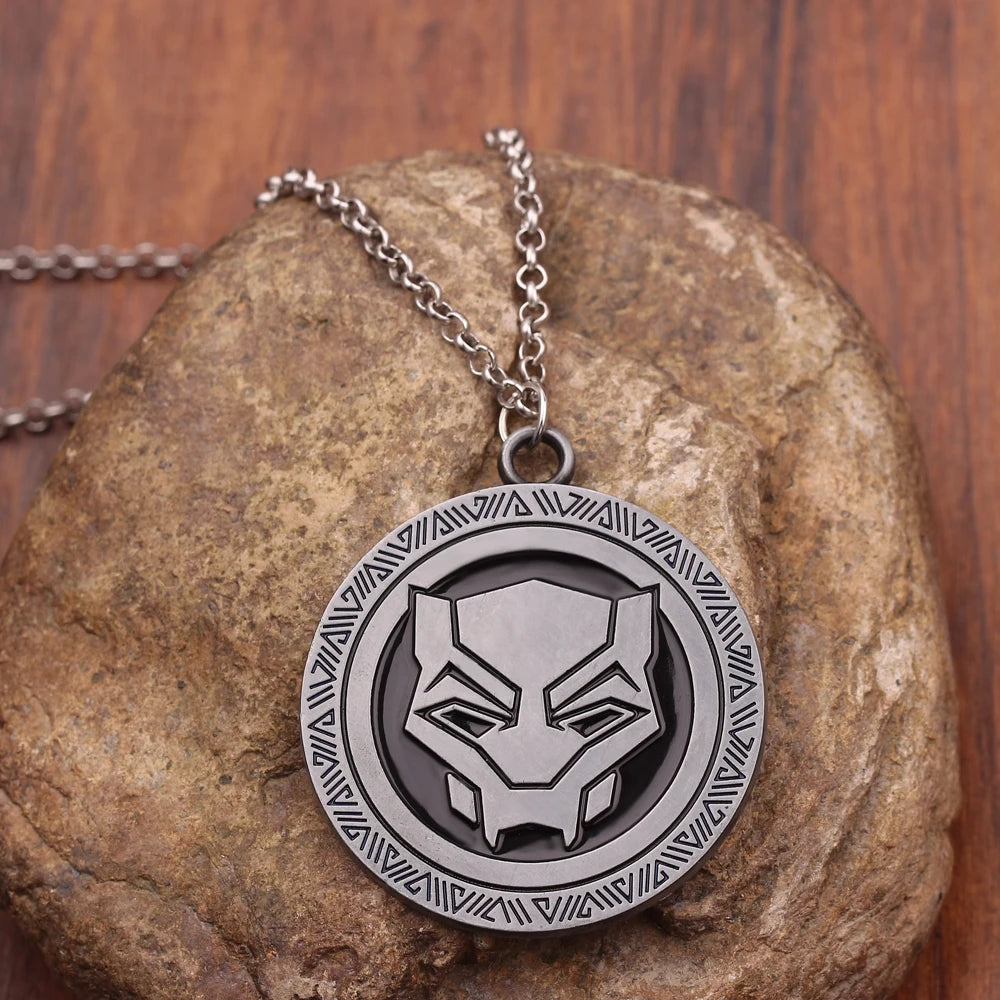 Marvel Avengers Toys Superhero Black Panther Metal Badge Pendant Collar Cosplay Decoration Accessories