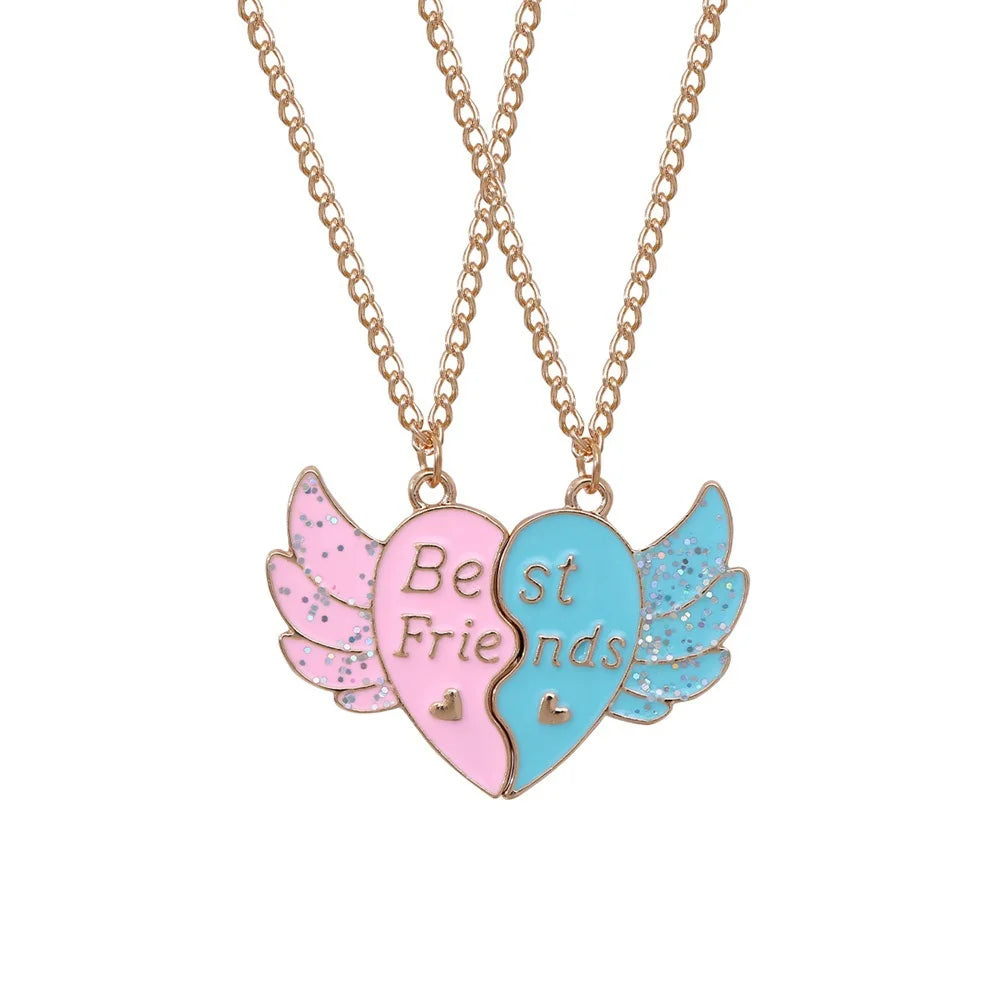 2pcs/Set Heart BFF Necklace for Women Adjustable Chain Magnet DIY Heart Butterfly Friendship Collar Best Friends Jewelry Gifts