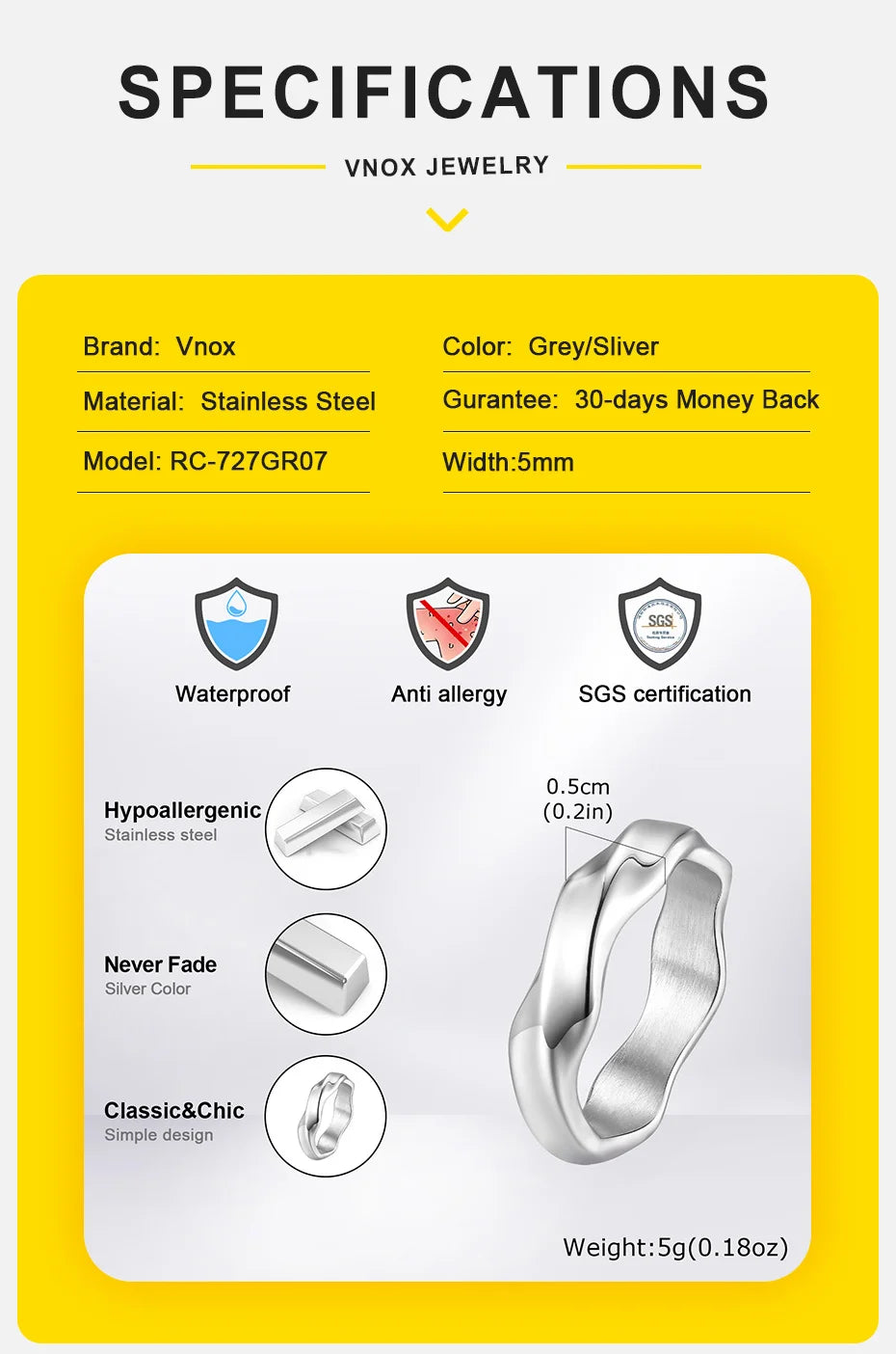 Vnox 2025 New Mobius Ring for Men Boys, Oxidized Twisted Stainless Steel Finger Band,Retro Endless Love Anniversary Gift for Him