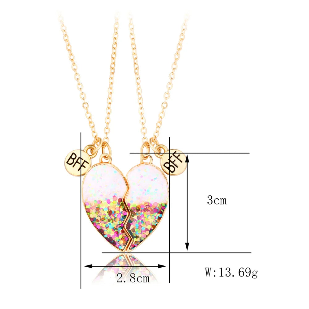 2pcs/Set Heart BFF Necklace for Women Adjustable Chain Magnet DIY Heart Butterfly Friendship Collar Best Friends Jewelry Gifts