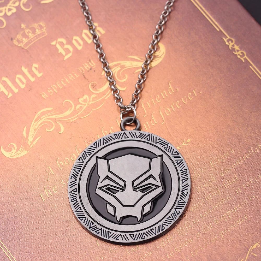 Marvel Avengers Toys Superhero Black Panther Metal Badge Pendant Collar Cosplay Decoration Accessories
