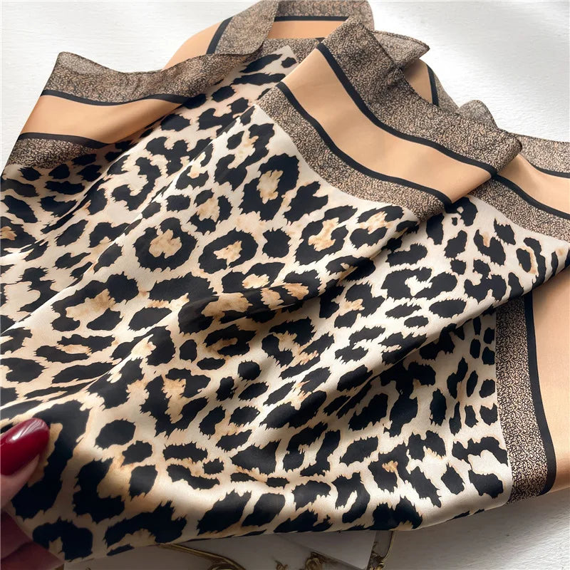 Neckerchief Female Luxury Square Scarf for Women Silk Feeling Shawl Satin Hijab Fashion Wraps Hair Bands Ribbon Headband Bandann