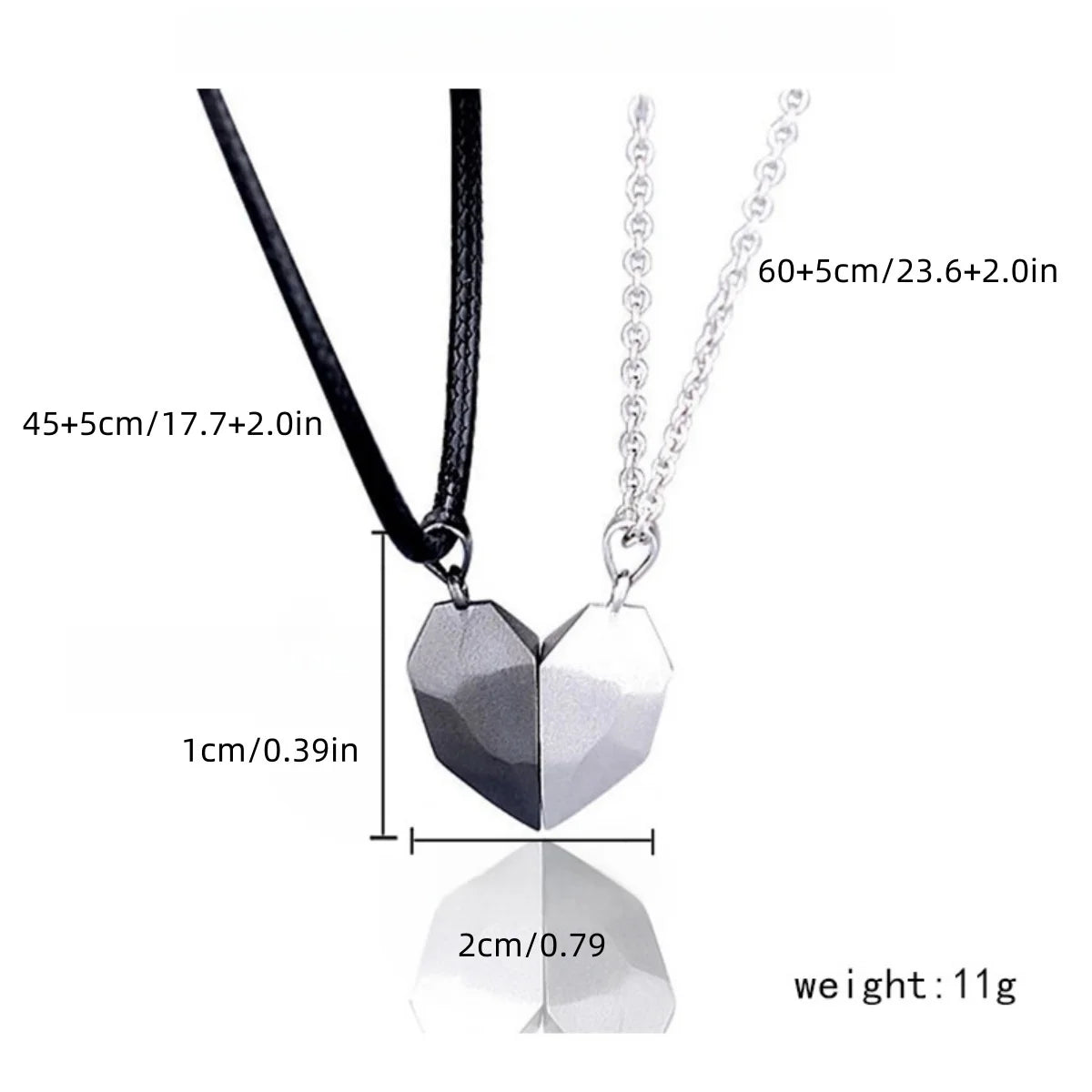 2Pcs Magnetic Heart Couple Necklace For Women Valentine's Day Sweater Chain For Best Friend Lovers Wedding Party Gift Jewelry