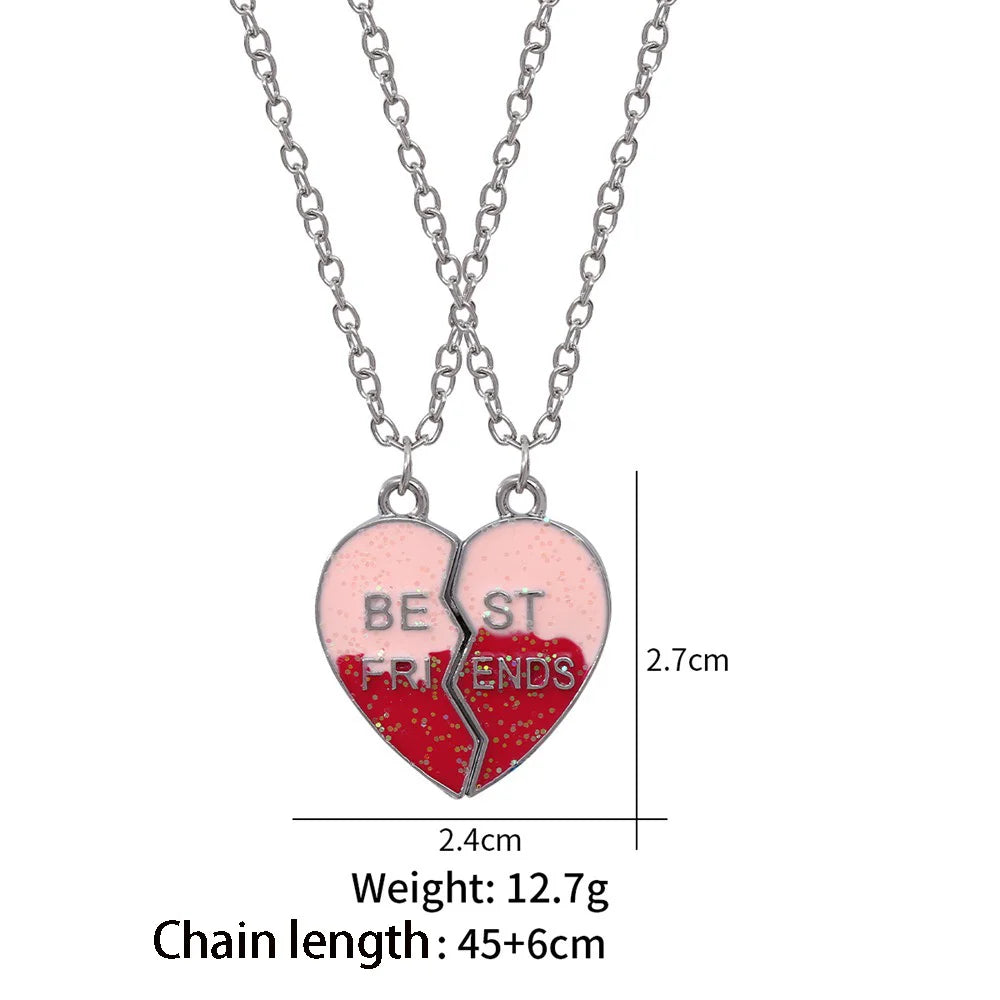 2pcs/Set Heart BFF Necklace for Women Adjustable Chain Magnet DIY Heart Butterfly Friendship Collar Best Friends Jewelry Gifts
