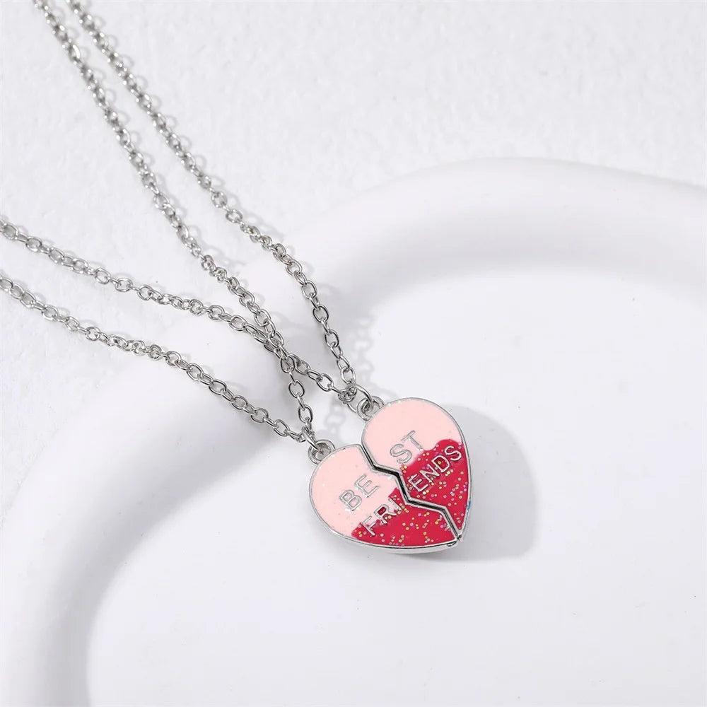 2pcs/Set Heart BFF Necklace for Women Adjustable Chain Magnet DIY Heart Butterfly Friendship Collar Best Friends Jewelry Gifts