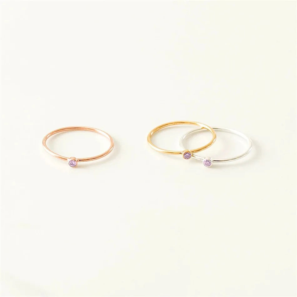 SUNIBI Stainless Steel Birthstone Ring for Woman Gold Color Simple Style Ring Festival Party Fashion Jewelry Dropshipping