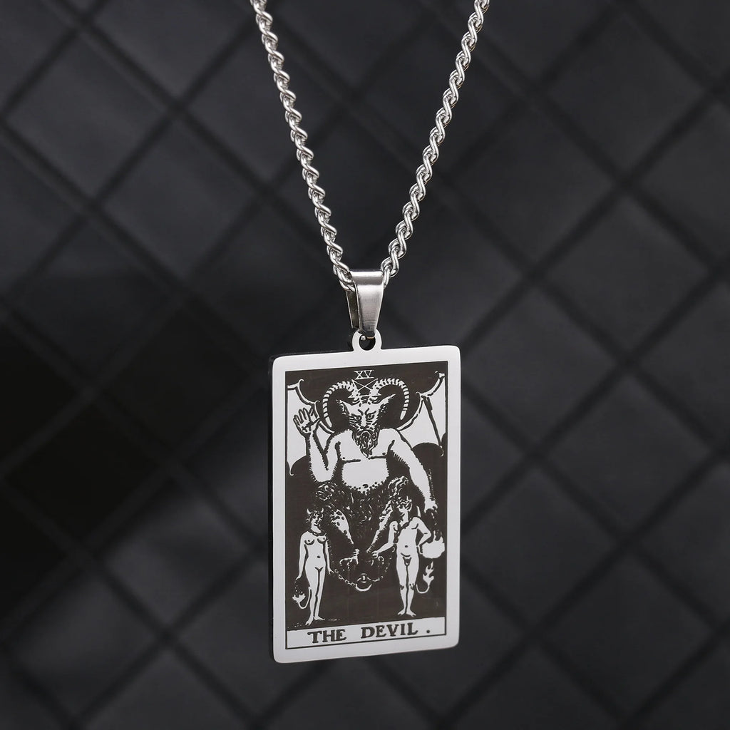Chain Necklace Stainless Steel 22 Tarot Cards Necklace  Personality Pendant Neck Jewelry for Men/Woman Newest Design Wholesale