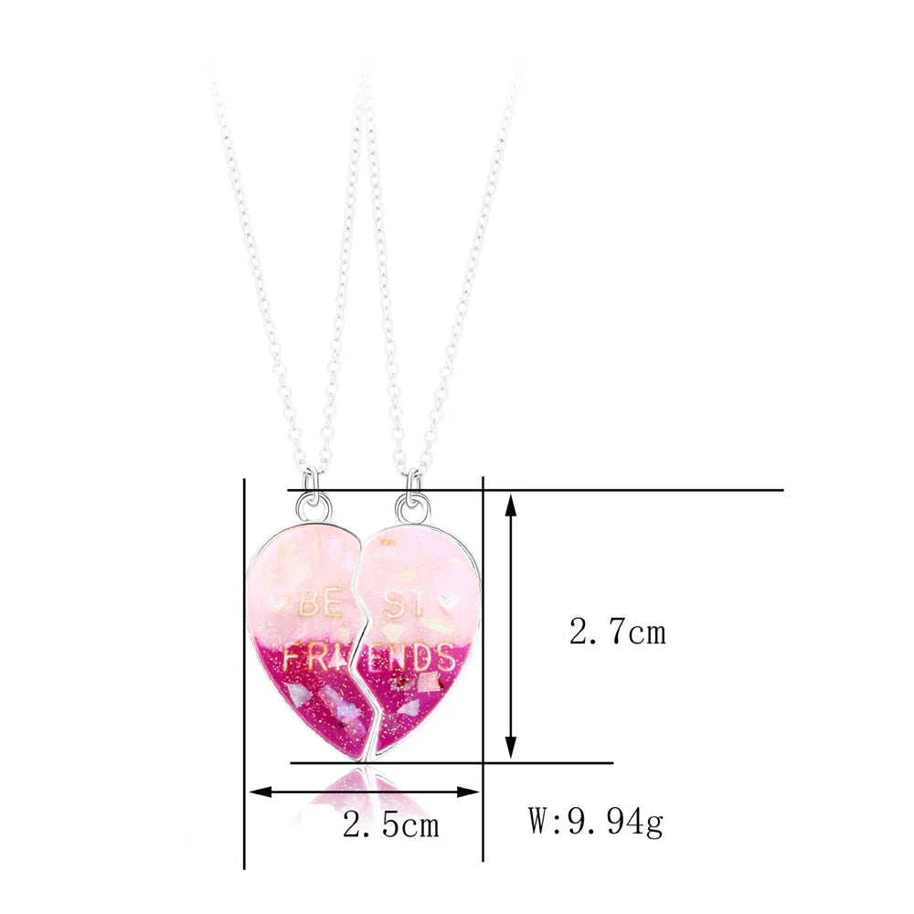 2pcs/Set Heart BFF Necklace for Women Adjustable Chain Magnet DIY Heart Butterfly Friendship Collar Best Friends Jewelry Gifts