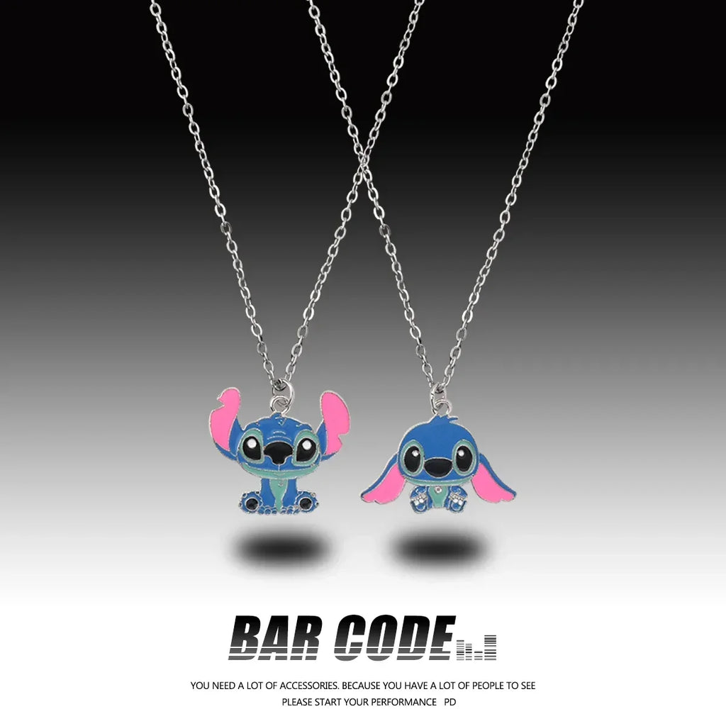 Disney Fashion Cartoon Cute Big Ear Stitch Couple Necklace Personalized Hip Hop Pendant Sweater Chain