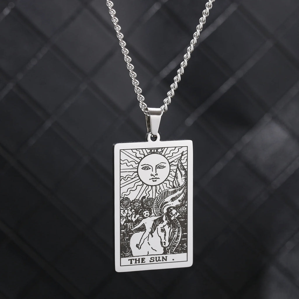 Chain Necklace Stainless Steel 22 Tarot Cards Necklace  Personality Pendant Neck Jewelry for Men/Woman Newest Design Wholesale