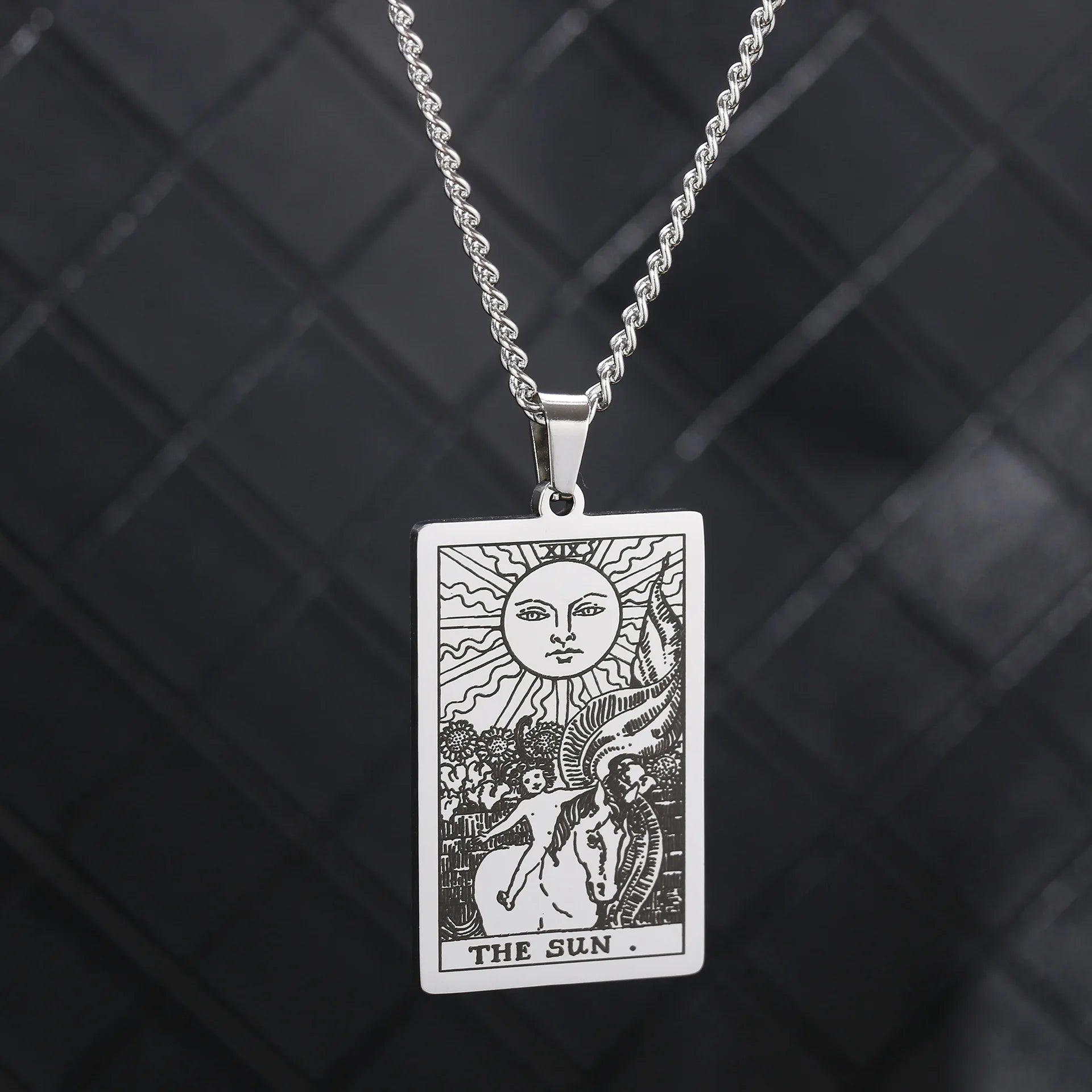 Chain Necklace Stainless Steel 22 Tarot Cards Necklace  Personality Pendant Neck Jewelry for Men/Woman Newest Design Wholesale