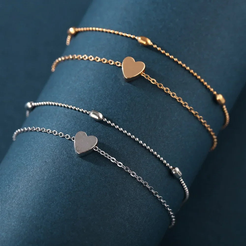 Female Heart  Anklets Bracelet Sandals Foot Jewelry Leg New Anklets on Foot Bracelets for Women Leg Chain Jewelry Accessories