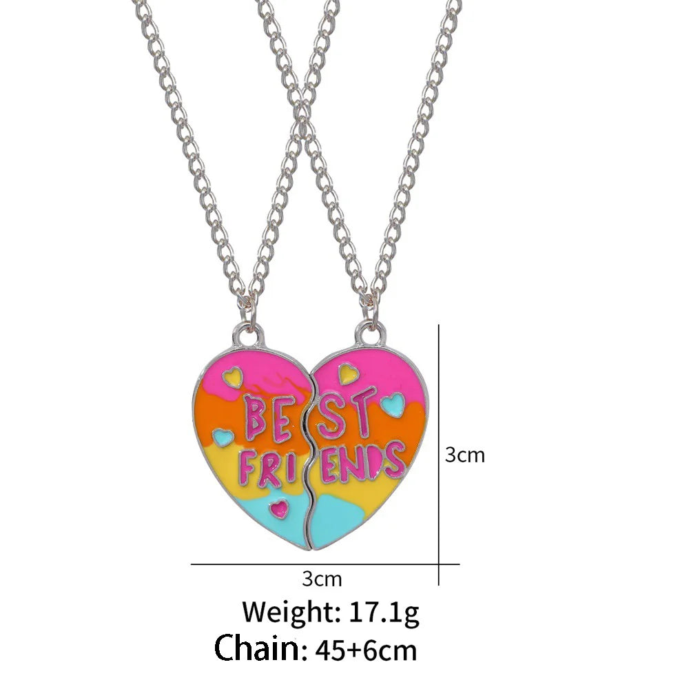 2pcs/Set Heart BFF Necklace for Women Adjustable Chain Magnet DIY Heart Butterfly Friendship Collar Best Friends Jewelry Gifts