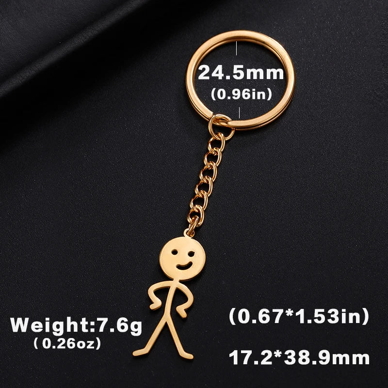 Teamer Funny Middle Finger Stickman Keychain 2025 Cute Trend School Bag Car Key Pendant Couple New Trinket Gift Keyring