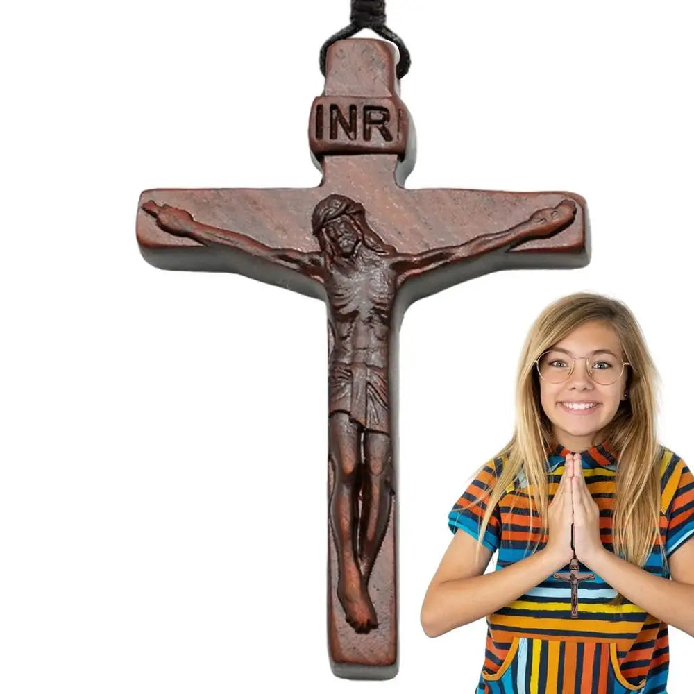 Jesus Cross Wooden Necklace Cross Pendant Necklace wood Cross Necklace christian Catholic Jesus Crucifix Necklace Accessories