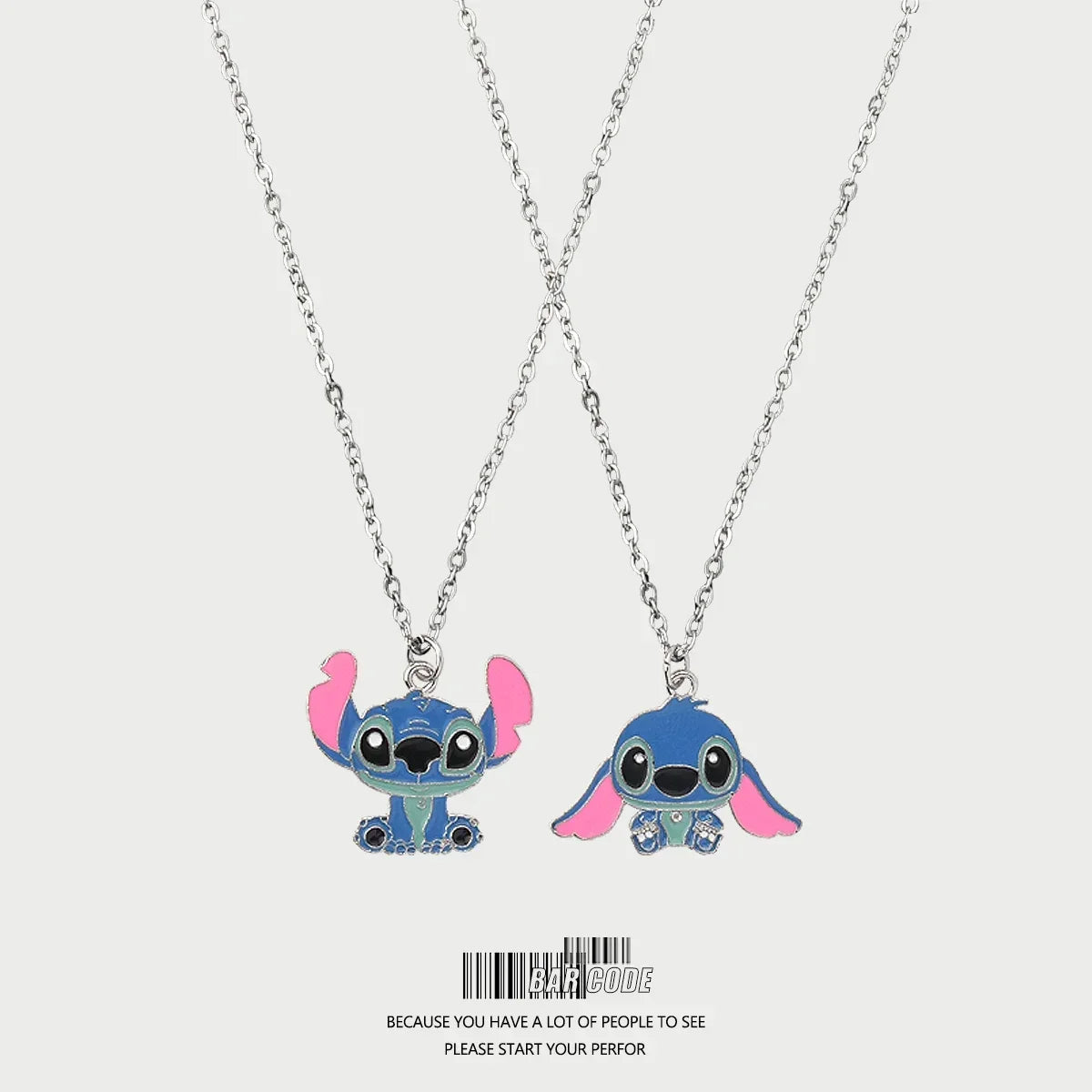 Disney Fashion Cartoon Cute Big Ear Stitch Couple Necklace Personalized Hip Hop Pendant Sweater Chain