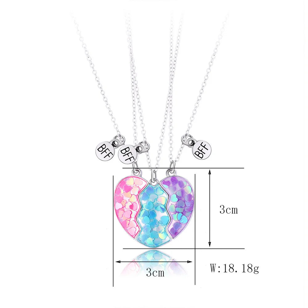 2pcs/Set Heart BFF Necklace for Women Adjustable Chain Magnet DIY Heart Butterfly Friendship Collar Best Friends Jewelry Gifts