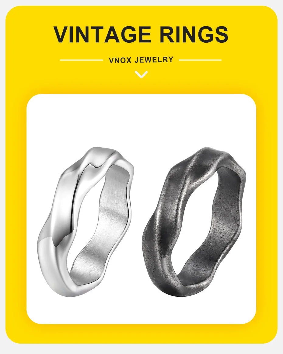 Vnox 2025 New Mobius Ring for Men Boys, Oxidized Twisted Stainless Steel Finger Band,Retro Endless Love Anniversary Gift for Him