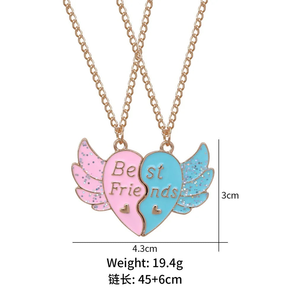 2pcs/Set Heart BFF Necklace for Women Adjustable Chain Magnet DIY Heart Butterfly Friendship Collar Best Friends Jewelry Gifts