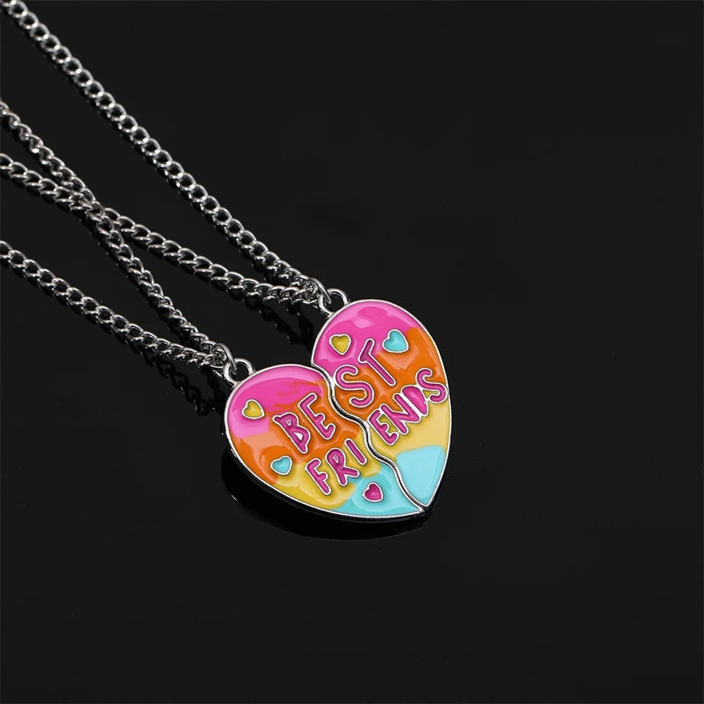 2pcs/Set Heart BFF Necklace for Women Adjustable Chain Magnet DIY Heart Butterfly Friendship Collar Best Friends Jewelry Gifts