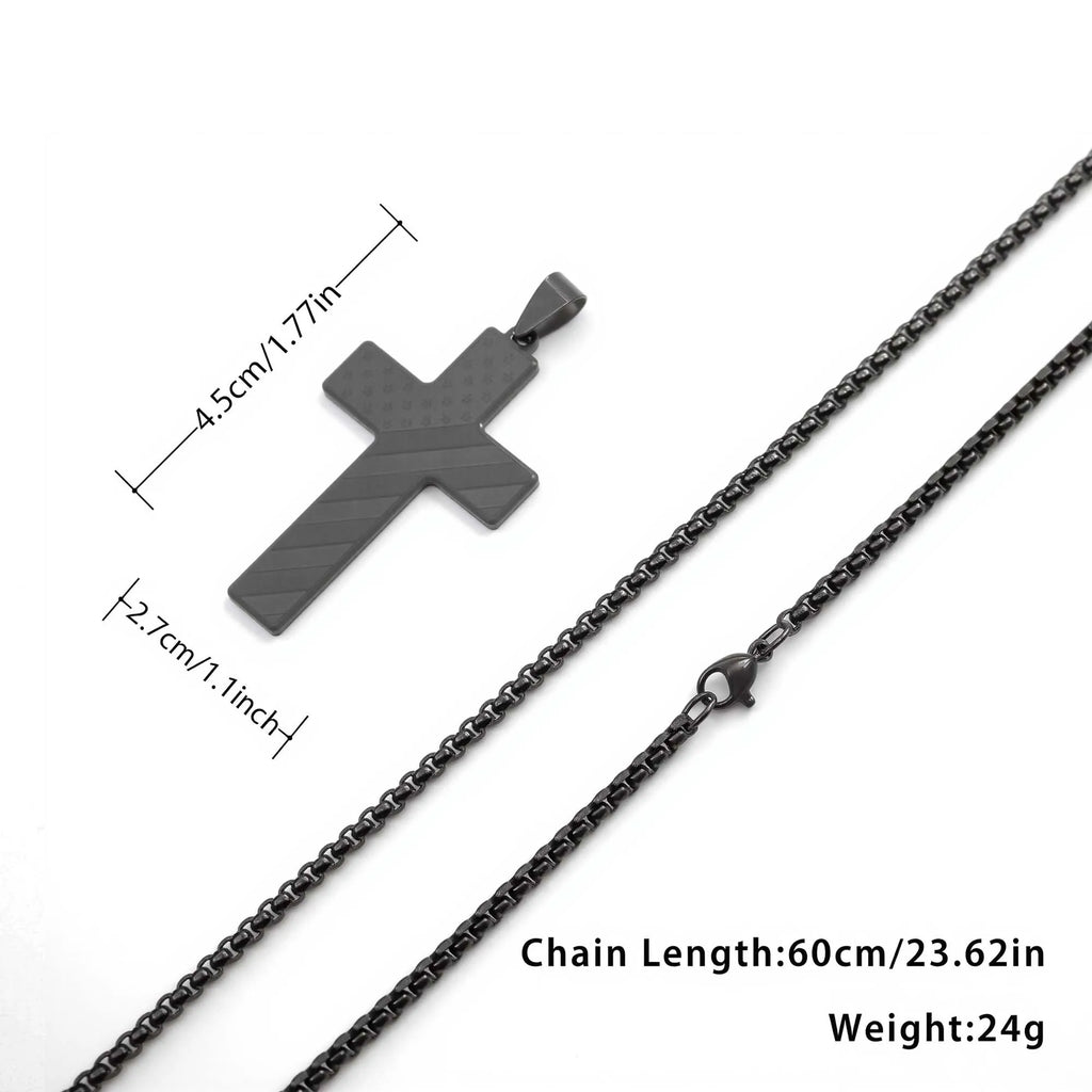 Collier Homme Male Stainless Steel Necklace USA Flag Cross Necklaces for Man Collar Hombre Bible Verse Necklace Man Jewelry