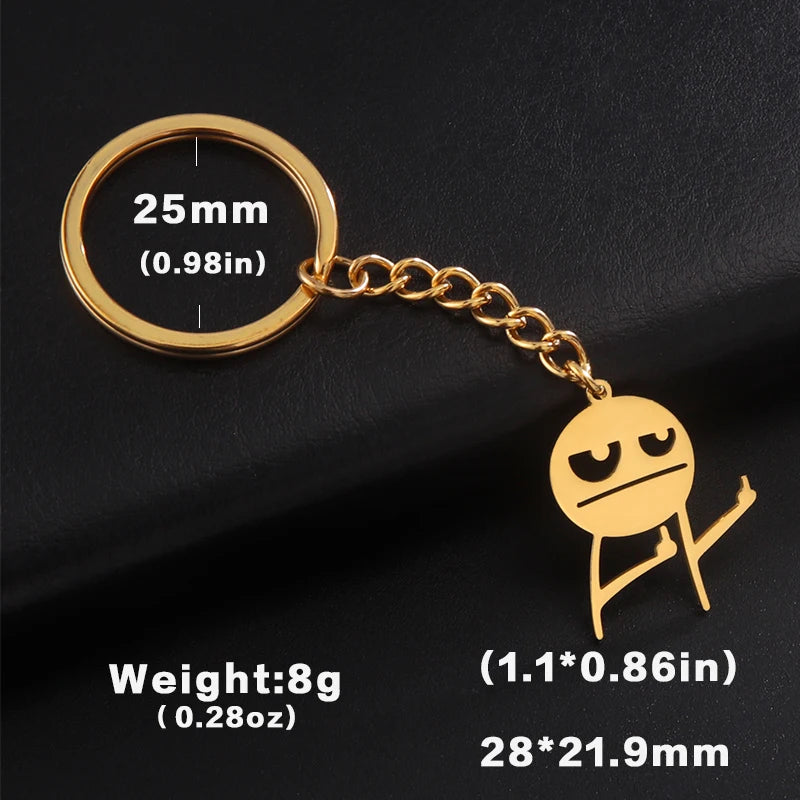 Teamer Funny Middle Finger Stickman Keychain 2025 Cute Trend School Bag Car Key Pendant Couple New Trinket Gift Keyring