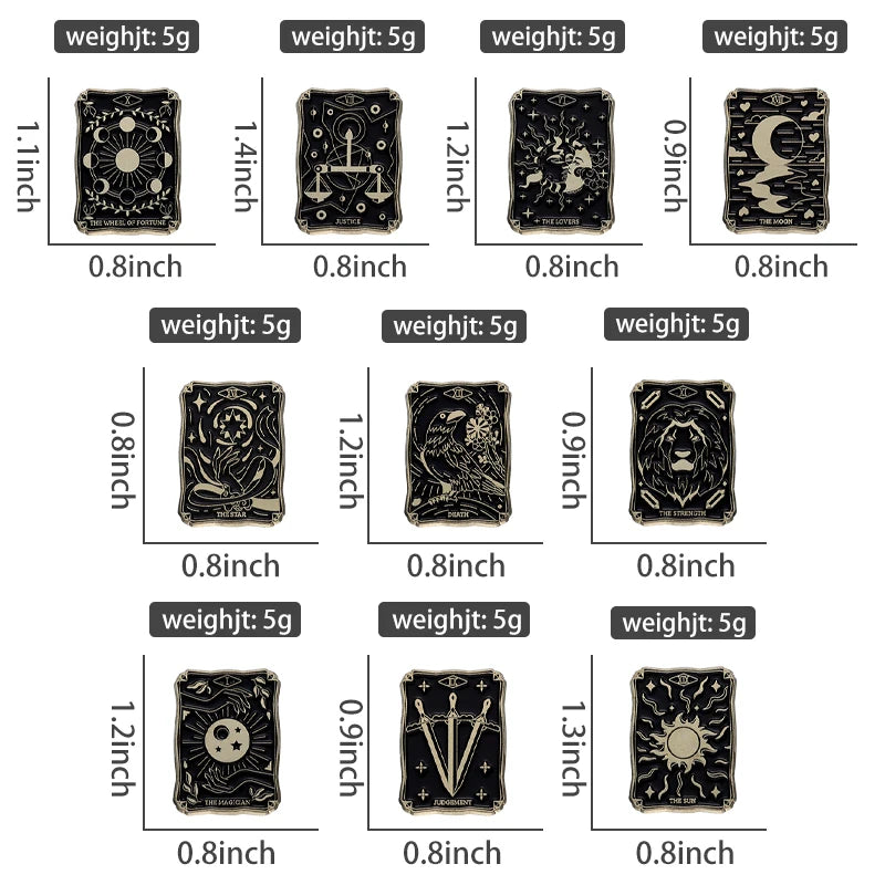 Oil Painting 3-5pcs/Set Enamel Pins Tarot Cards Night Sky Black Cat Brooches Lapel Badge Punk Gothic Jewelry Gift for Friends
