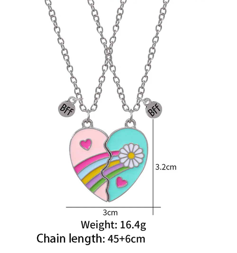 2pcs/Set Heart BFF Necklace for Women Adjustable Chain Magnet DIY Heart Butterfly Friendship Collar Best Friends Jewelry Gifts