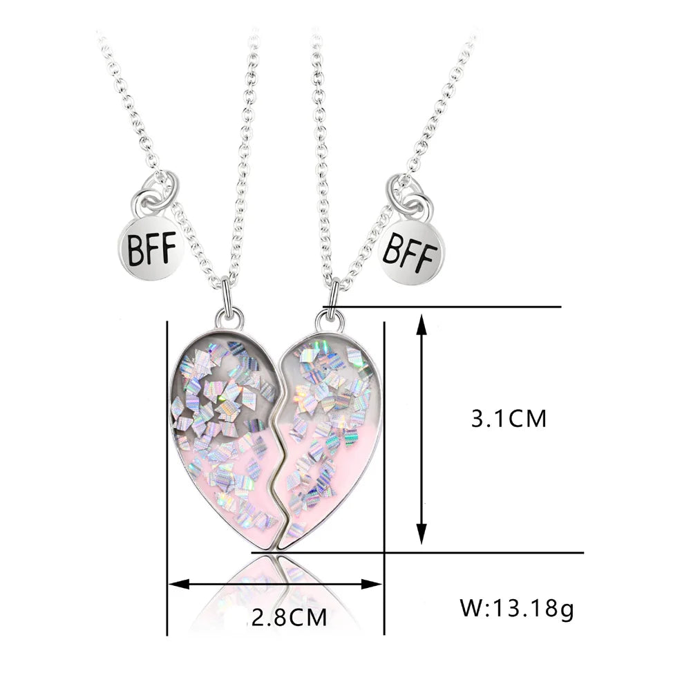 2pcs/Set Heart BFF Necklace for Women Adjustable Chain Magnet DIY Heart Butterfly Friendship Collar Best Friends Jewelry Gifts