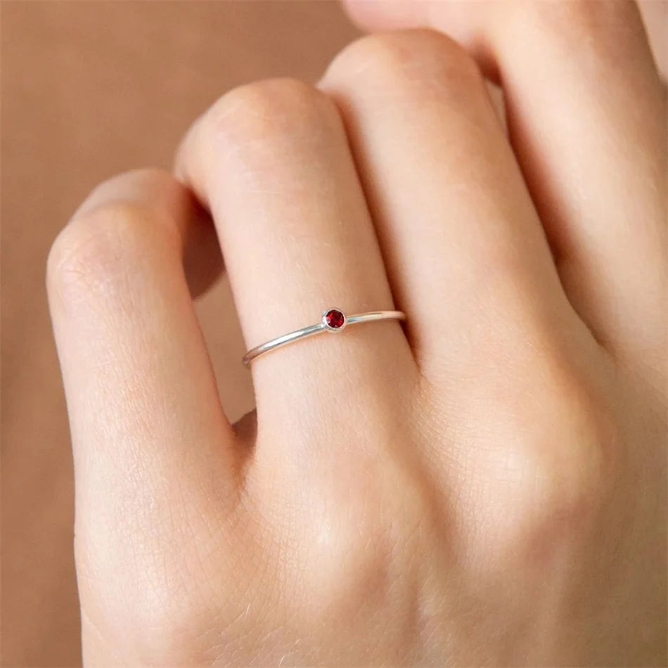 SUNIBI Stainless Steel Birthstone Ring for Woman Gold Color Simple Style Ring Festival Party Fashion Jewelry Dropshipping