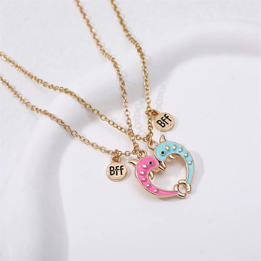 2pcs/Set Heart BFF Necklace for Women Adjustable Chain Magnet DIY Heart Butterfly Friendship Collar Best Friends Jewelry Gifts