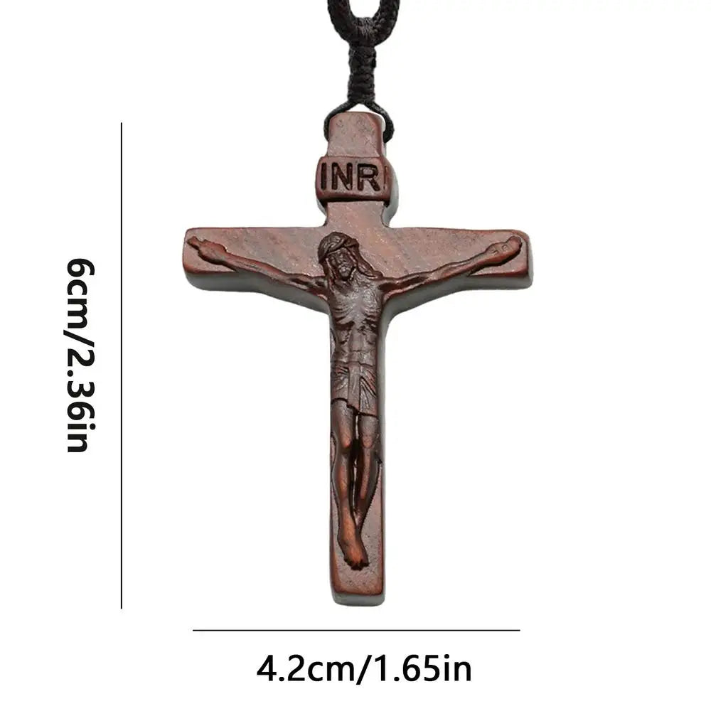 Jesus Cross Wooden Necklace Cross Pendant Necklace wood Cross Necklace christian Catholic Jesus Crucifix Necklace Accessories