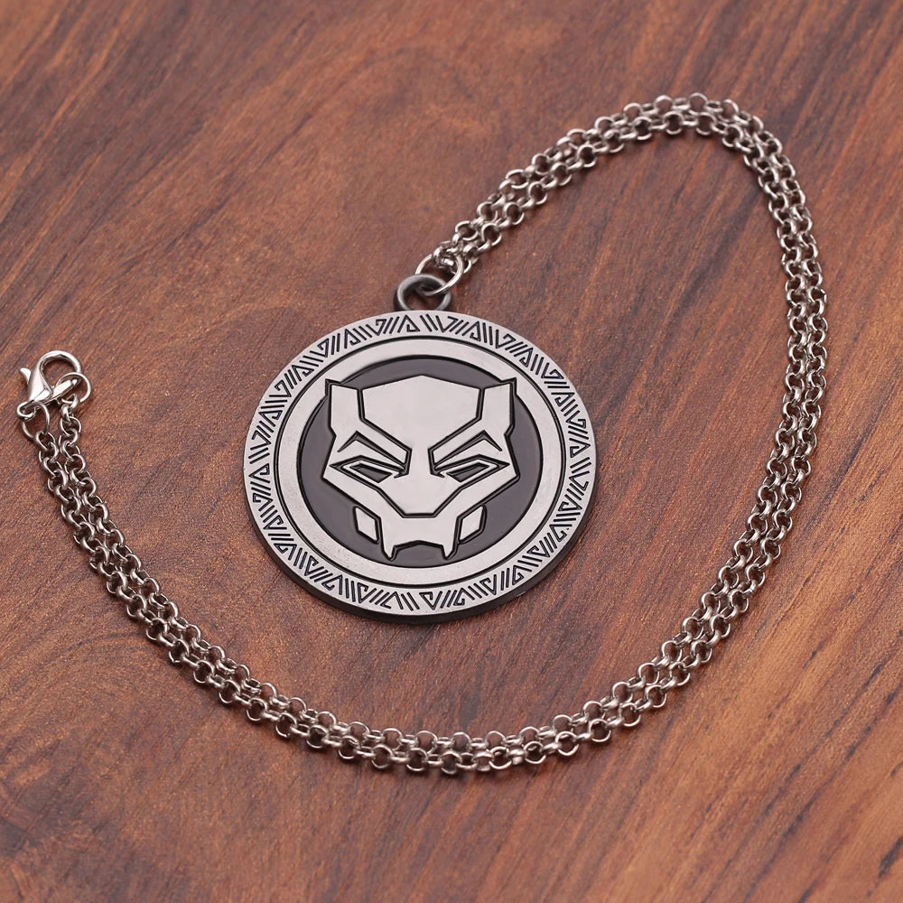 Marvel Avengers Toys Superhero Black Panther Metal Badge Pendant Collar Cosplay Decoration Accessories