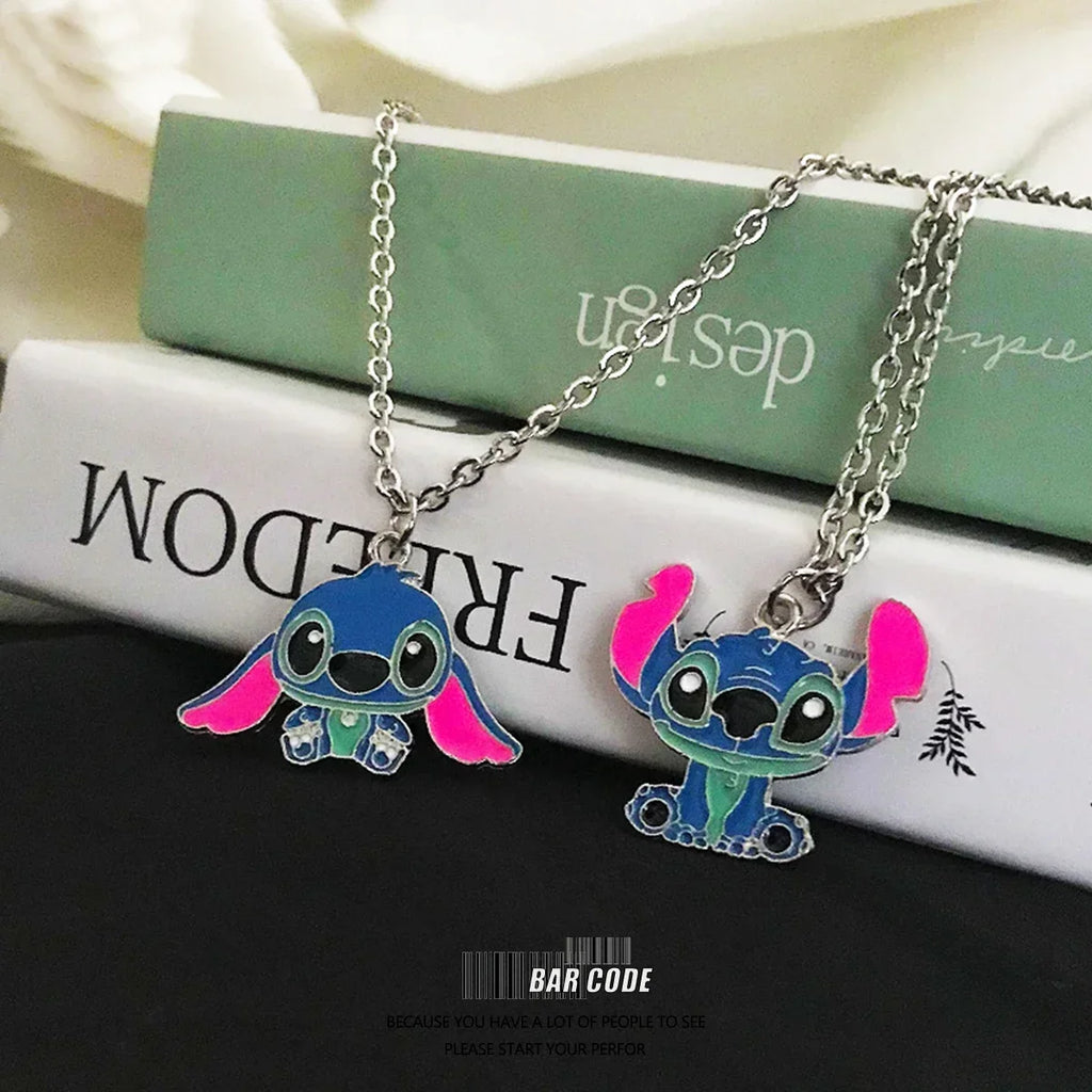 Disney Fashion Cartoon Cute Big Ear Stitch Couple Necklace Personalized Hip Hop Pendant Sweater Chain