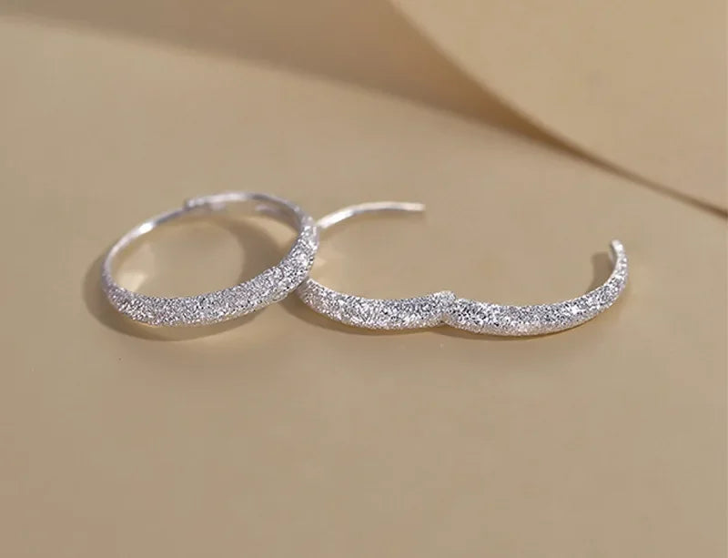 925 Silver Needle Piercing Circle Charm Hoop Earring For Women Girls Party Wedding  Jewelry