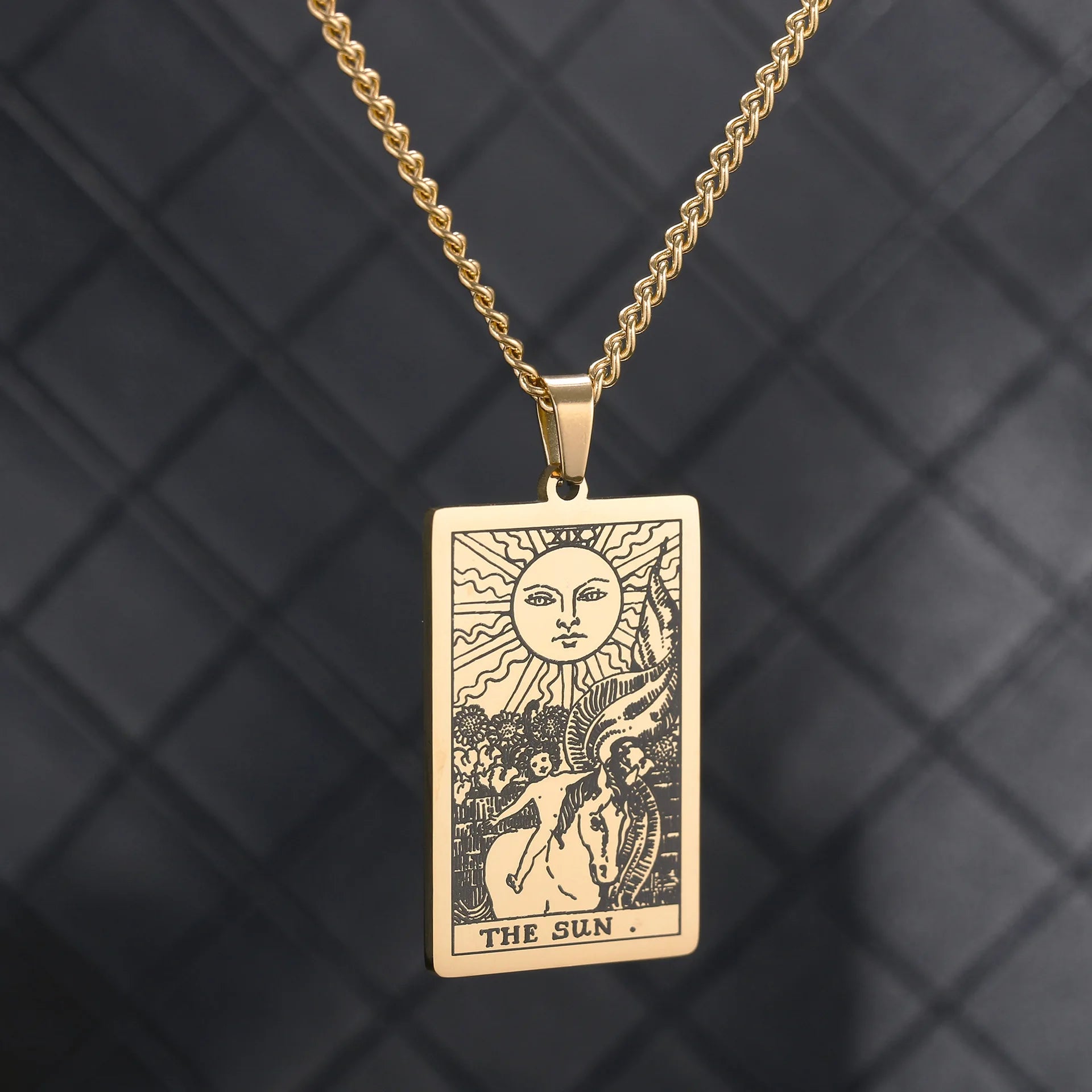 Chain Necklace Stainless Steel 22 Tarot Cards Necklace  Personality Pendant Neck Jewelry for Men/Woman Newest Design Wholesale