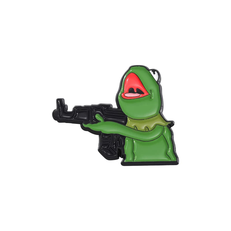 Creative Frog Love Sniper Lapel Pin Anime Games Badge Enamel Pins For Hats Clothes Backpacks Decoration Jewelry Accessories Gift