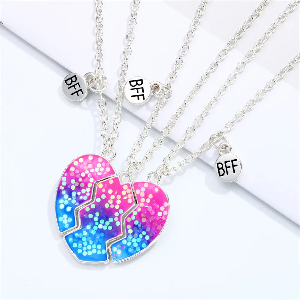 2pcs/Set Heart BFF Necklace for Women Adjustable Chain Magnet DIY Heart Butterfly Friendship Collar Best Friends Jewelry Gifts