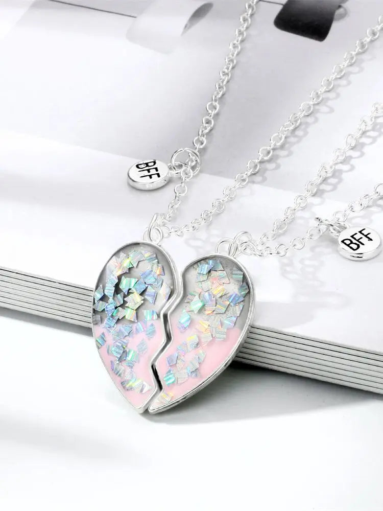 2pcs/Set Heart BFF Necklace for Women Adjustable Chain Magnet DIY Heart Butterfly Friendship Collar Best Friends Jewelry Gifts