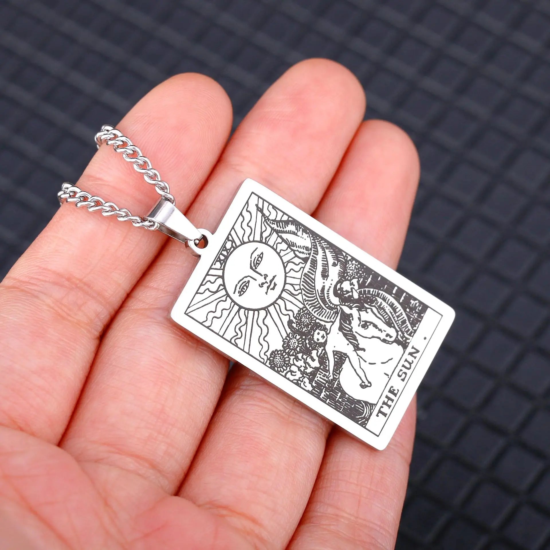 Chain Necklace Stainless Steel 22 Tarot Cards Necklace  Personality Pendant Neck Jewelry for Men/Woman Newest Design Wholesale