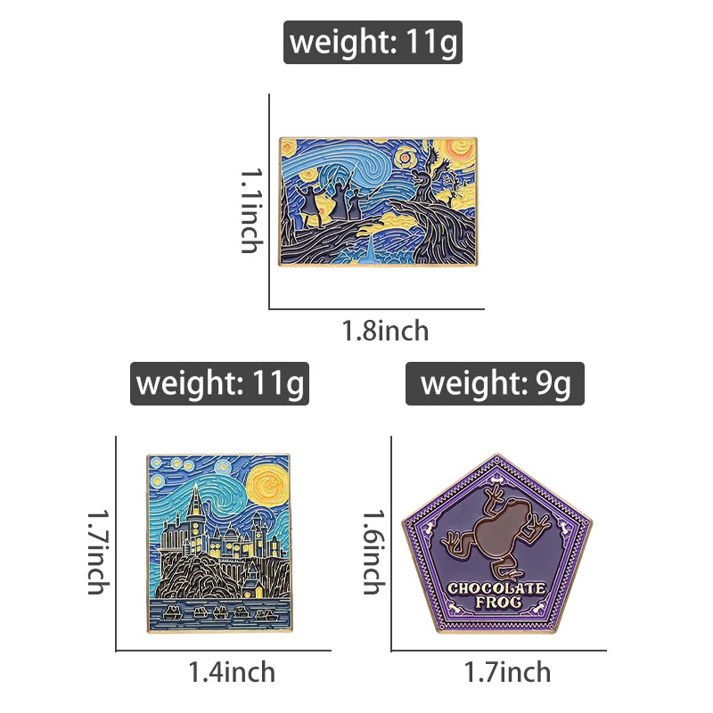 Oil Painting 3-5pcs/Set Enamel Pins Tarot Cards Night Sky Black Cat Brooches Lapel Badge Punk Gothic Jewelry Gift for Friends