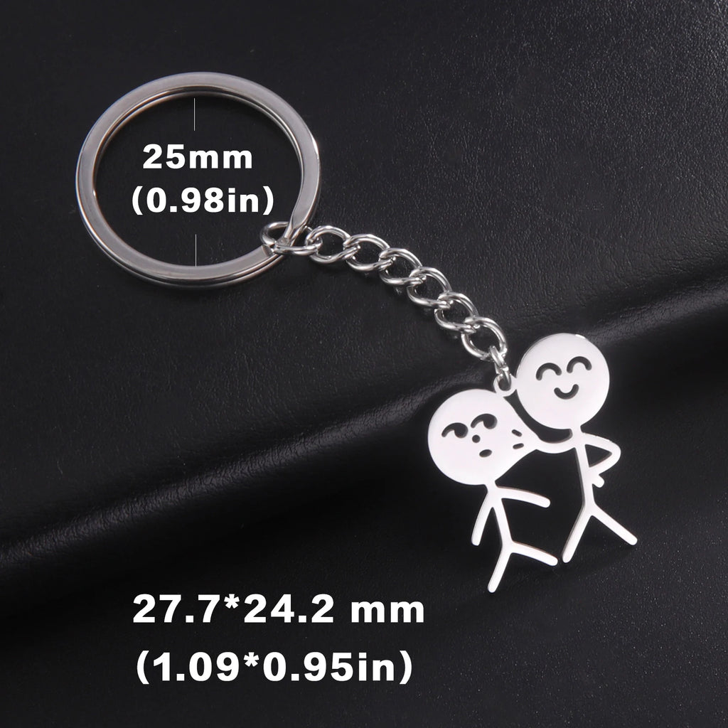 Teamer Funny Middle Finger Stickman Keychain 2025 Cute Trend School Bag Car Key Pendant Couple New Trinket Gift Keyring