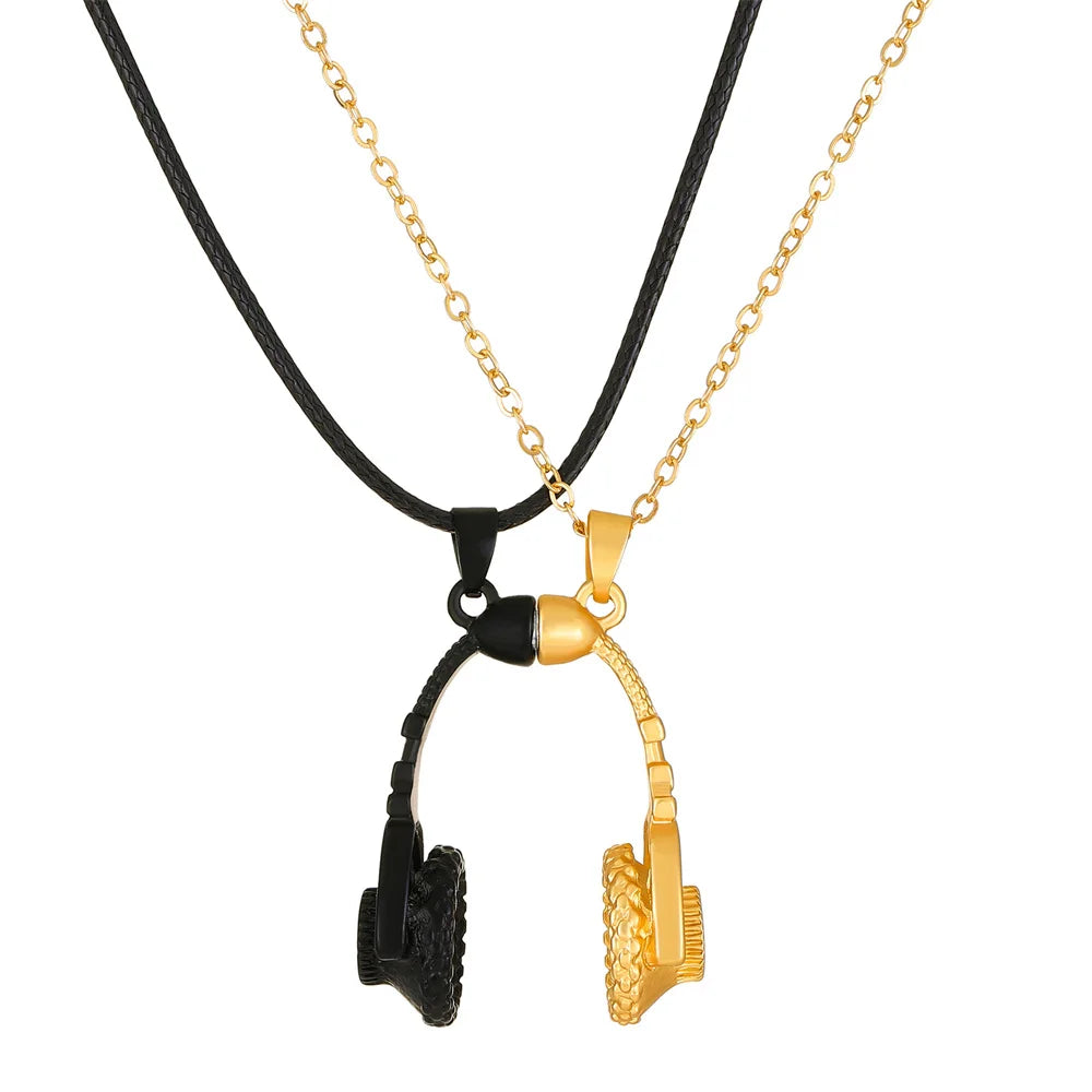 Metallic Matching Heart Necklace