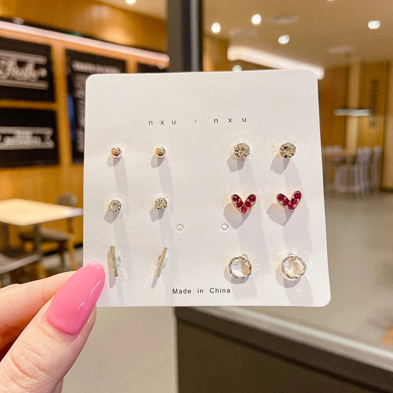 Silver Needle Stud Earrings with different motives