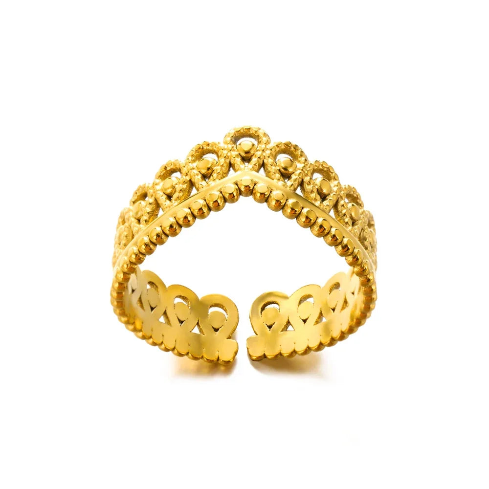 Anxiety Balls Beads Rings for Women Open Spinner Adjustable Finger Ring Stainless Steel Rotating Freely Anti Stress Jewelry Gift