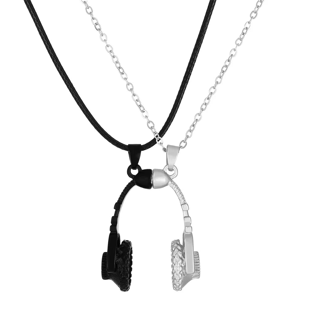 Metallic Matching Heart Necklace